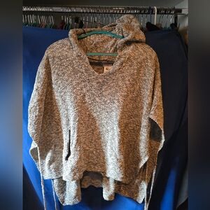 L.L. Bean Gray Hooded Poncho Sweater